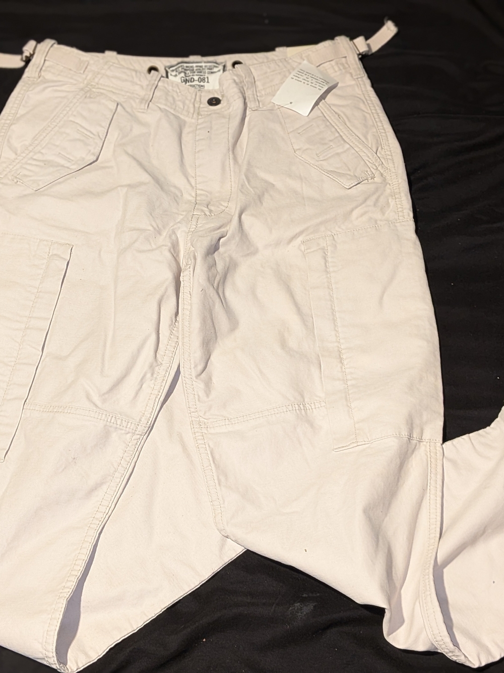 Guess Men's Cream Cargo Pants with Utility Pockets